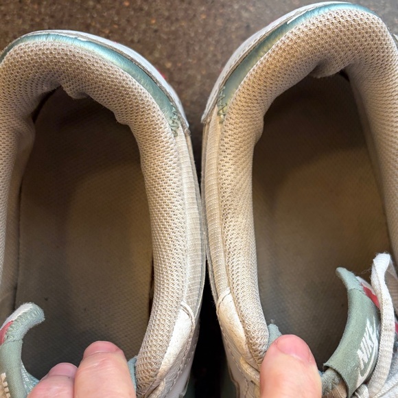 Nike Air Force 1 White and Mint Sneakers with pink Accents - Picture 6 of 12